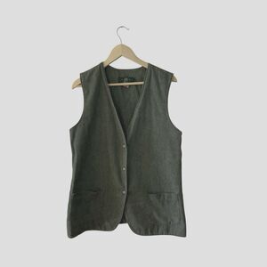 Vintage Orvis Medium Tunic Button Vest Jacket Green V-Neck USA Made Womens